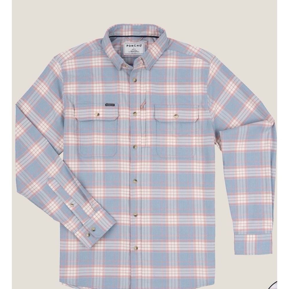NEW Poncho The Madaket Flannel Midweight Performance Men's Size L Regular Fit